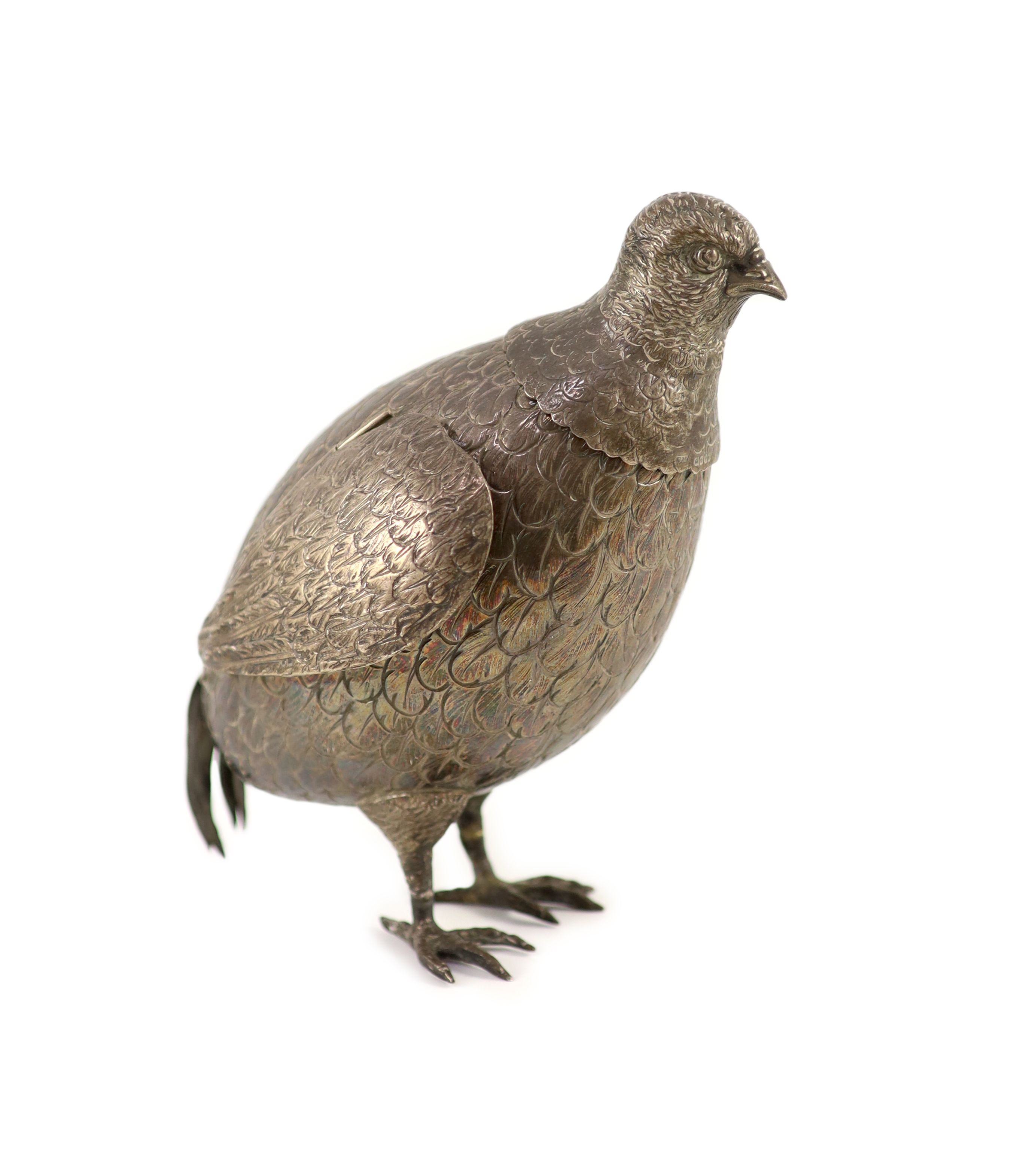 A late Victorian silver free-standing model of a grouse